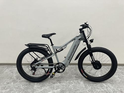 Shengmilo Dual Suspension S600 E-Mountain Bike Dual Motor Electric Motorbike 26Inch Fat Tire Electric Bike 840WH Battery with Removable Li-Ion Battery and 7 Speed Gear for Adults-Men(UK Warehouse)