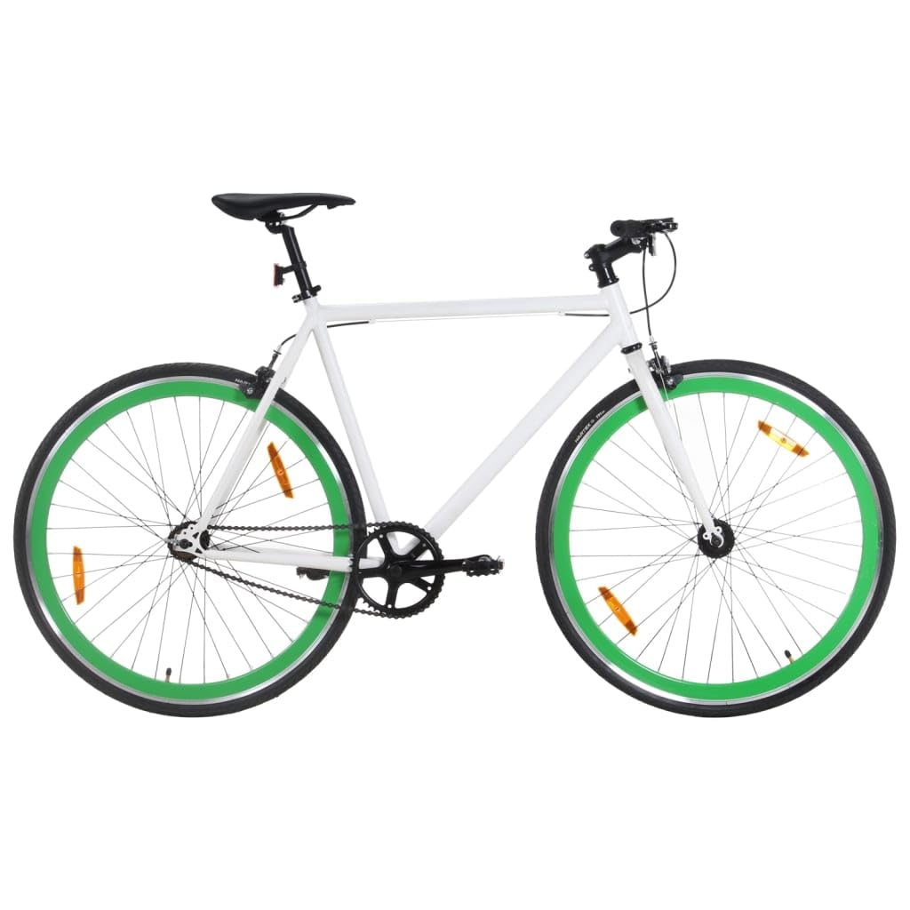 NITCA Fixed Gear Bike,Single Speed Fixie Bicycle-Light,Fancy bike, High-Tensile Steel Frame, Hardtail Bicycle for Adults,700c, White and Green 59 cm