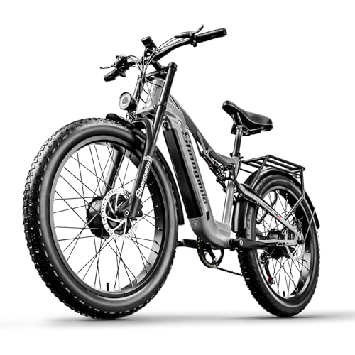 Shengmilo Dual Suspension S600 E-Mountain Bike Dual Motor Electric Motorbike 26Inch Fat Tire Electric Bike 840WH Battery with Removable Li-Ion Battery and 7 Speed Gear for Adults-Men(UK Warehouse)