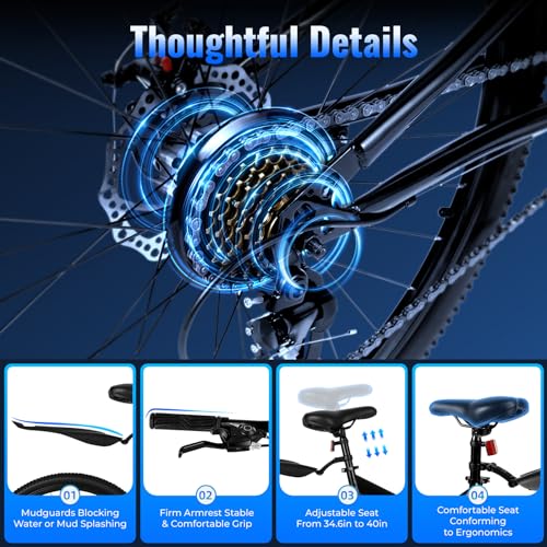 Futchoy 26 Inch Folding Mountain Bike for Adults 21 Speed Mountain Trail Bike with Dual Disc Brakes Foldable Mountain Bike High-carbon Steel Frame Full Suspension Folding Bike (Black)