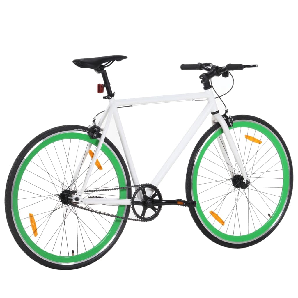 NITCA Fixed Gear Bike,Single Speed Fixie Bicycle-Light,Fancy bike, High-Tensile Steel Frame, Hardtail Bicycle for Adults,700c, White and Green 59 cm