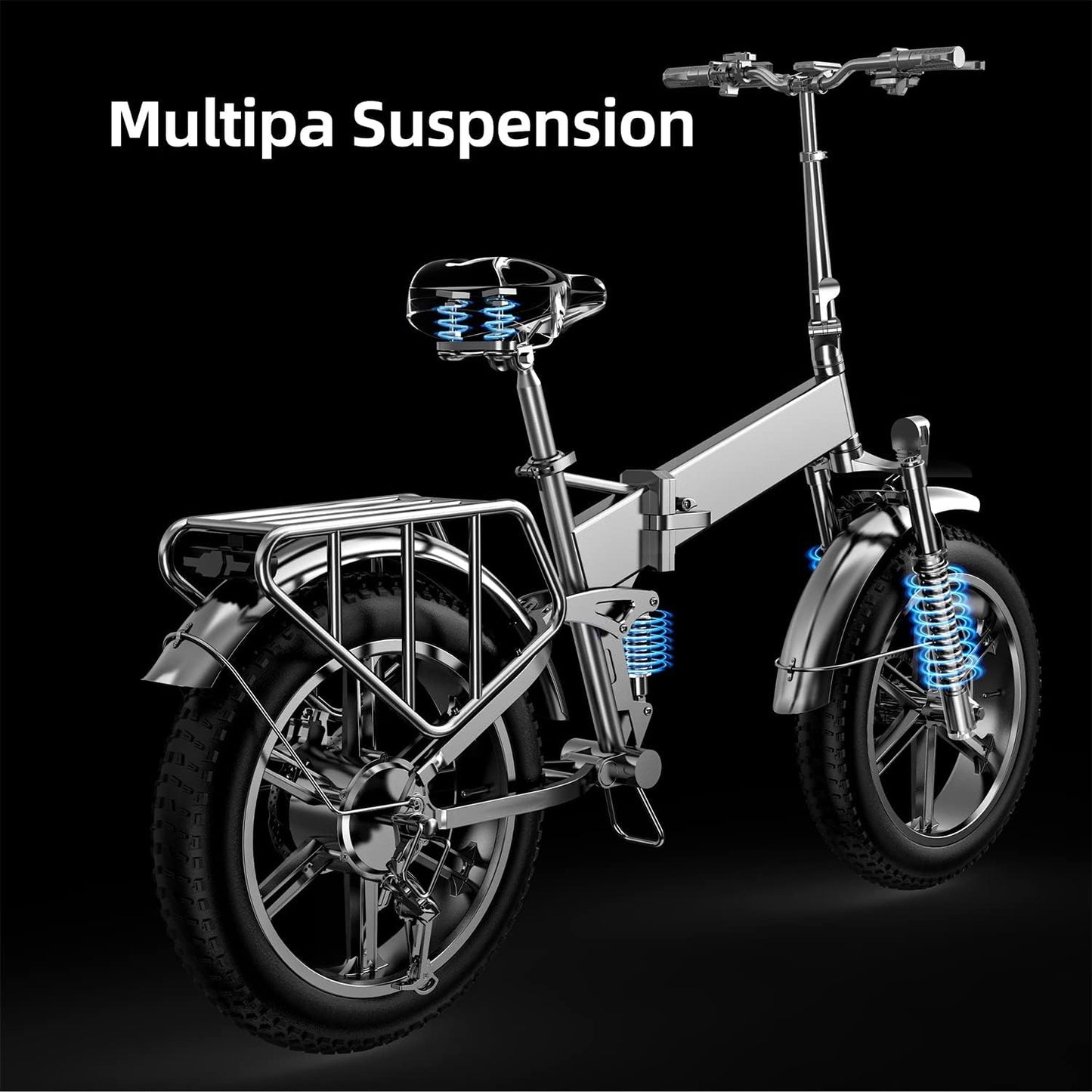 Electric Bike Folding E-Bike for Adults, ENGINE X 20"×4.0" With Thick Off-Road Tyres, 48V 13Ah Replaceable Lithium Battery Range Up To 120KM, 25KM/H 7-Speed Full Suspension Ebike (Heise)