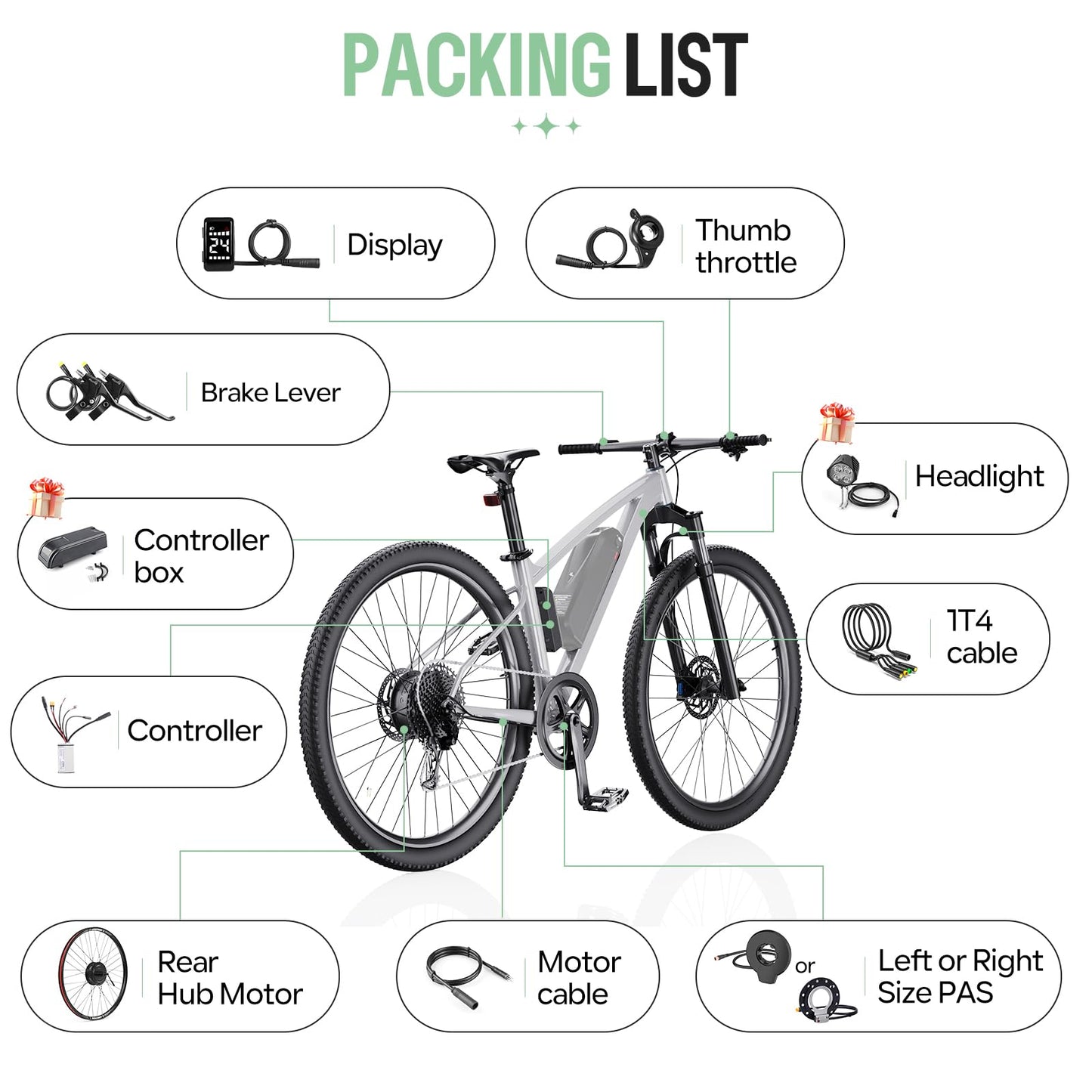 Varstrom 36V 250W Rear Ebike Conversion Kit 26" Rear Wheel Hub Motor Kit Electric Bike Conversion Kit with DZ40 Display & PAS Sensor & Controller for City & Mountain Bikes