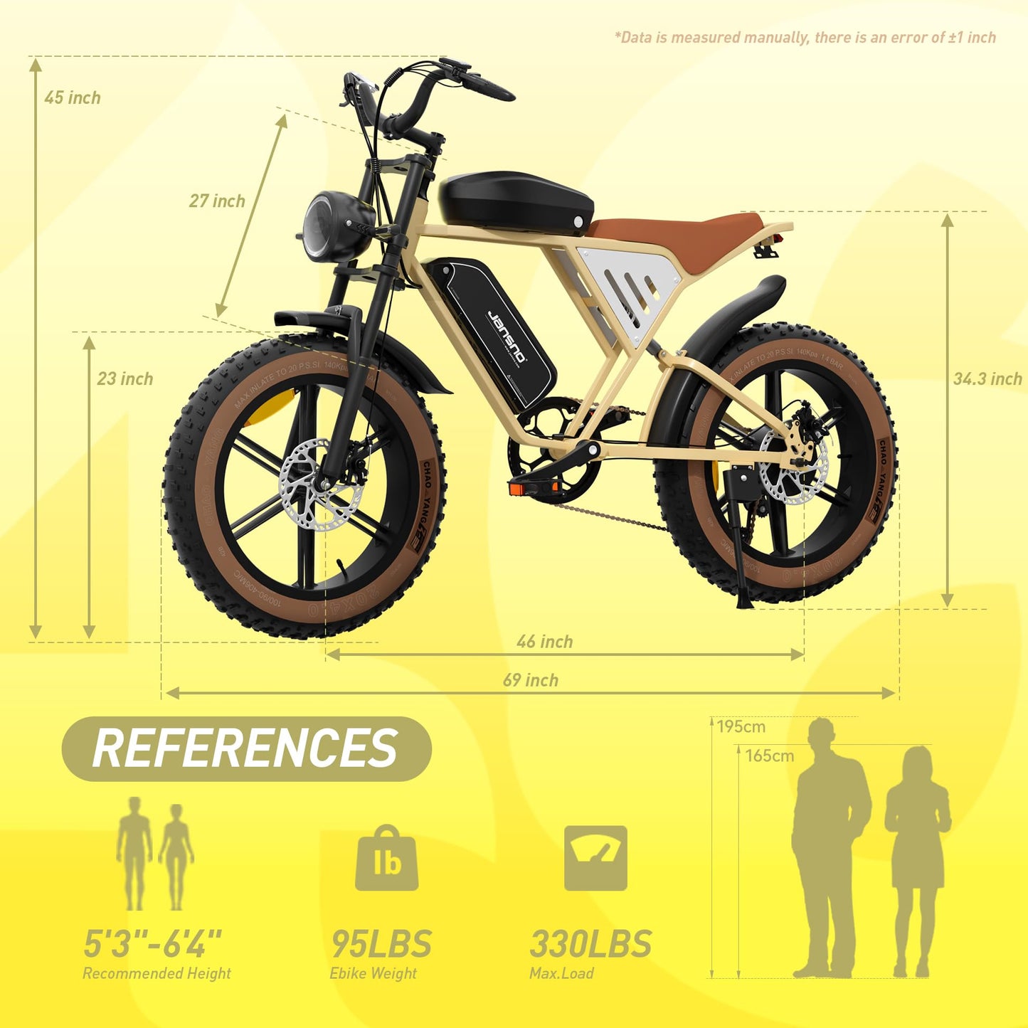 JANSNO X70 Adult E-Bike with 65 Nm Motor, 120 miles of range,48V/34Ah Newly Upgraded Dual Battery, 20’ x 4.0 All Terrain Wide Tyre E-Bike with Unlockable Multiple Performance Modes,CE certification