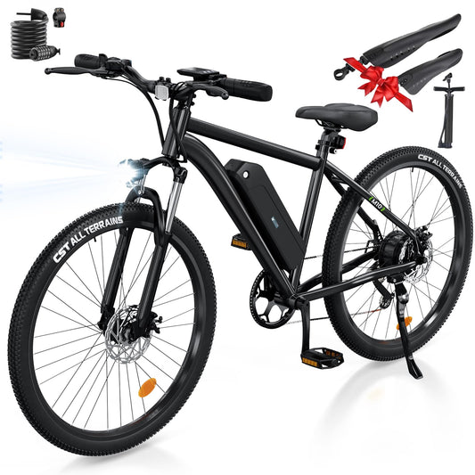 Finbike Electric Bike for Adults,26" Ebike 250W Motor Electric Bicycle with 36V 10.4Ah Removable Battery,100KM Range,Shimano 7 Speed,Fast Charging, 5 Speed Modes,Dual Disk Brake Mountain Bike